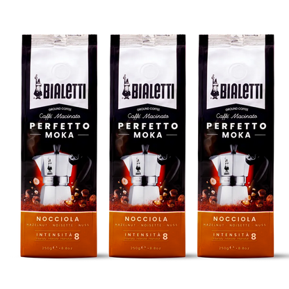 3 пакетика по 250 грамм кофе Bialetti Perfetto Moka Nocciola молотый со вкусом лесного ореха