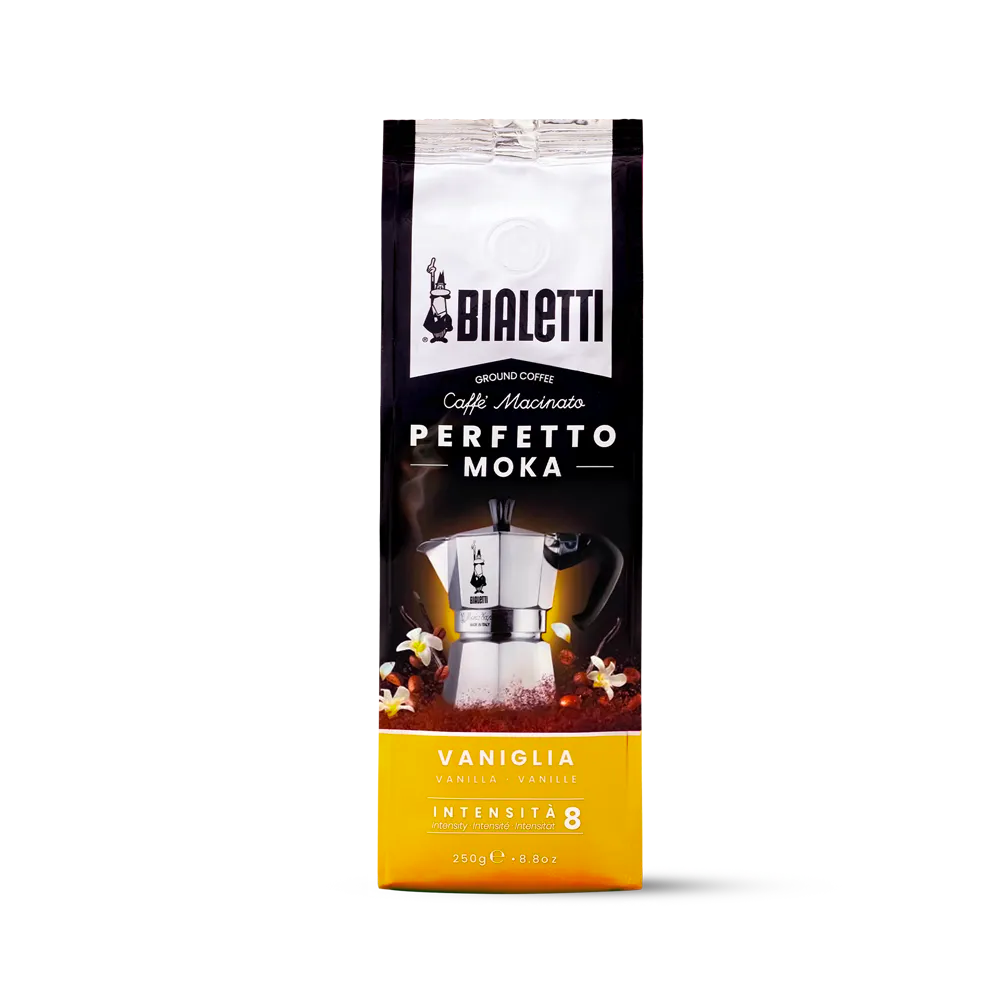 250 грамм молотого кофе Bialetti Perfetto Moka Vaniglia для макинты со вкусом ванили