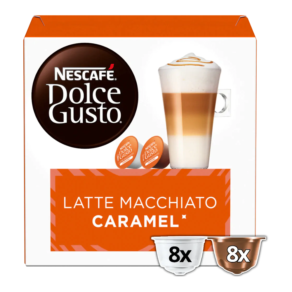 16 капсул Nescafe Dolce Gusto с карамелью и маккиато латте