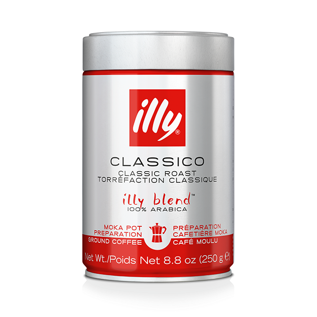 250 грамм молотого кофе для машины в банке ILLY Classico.