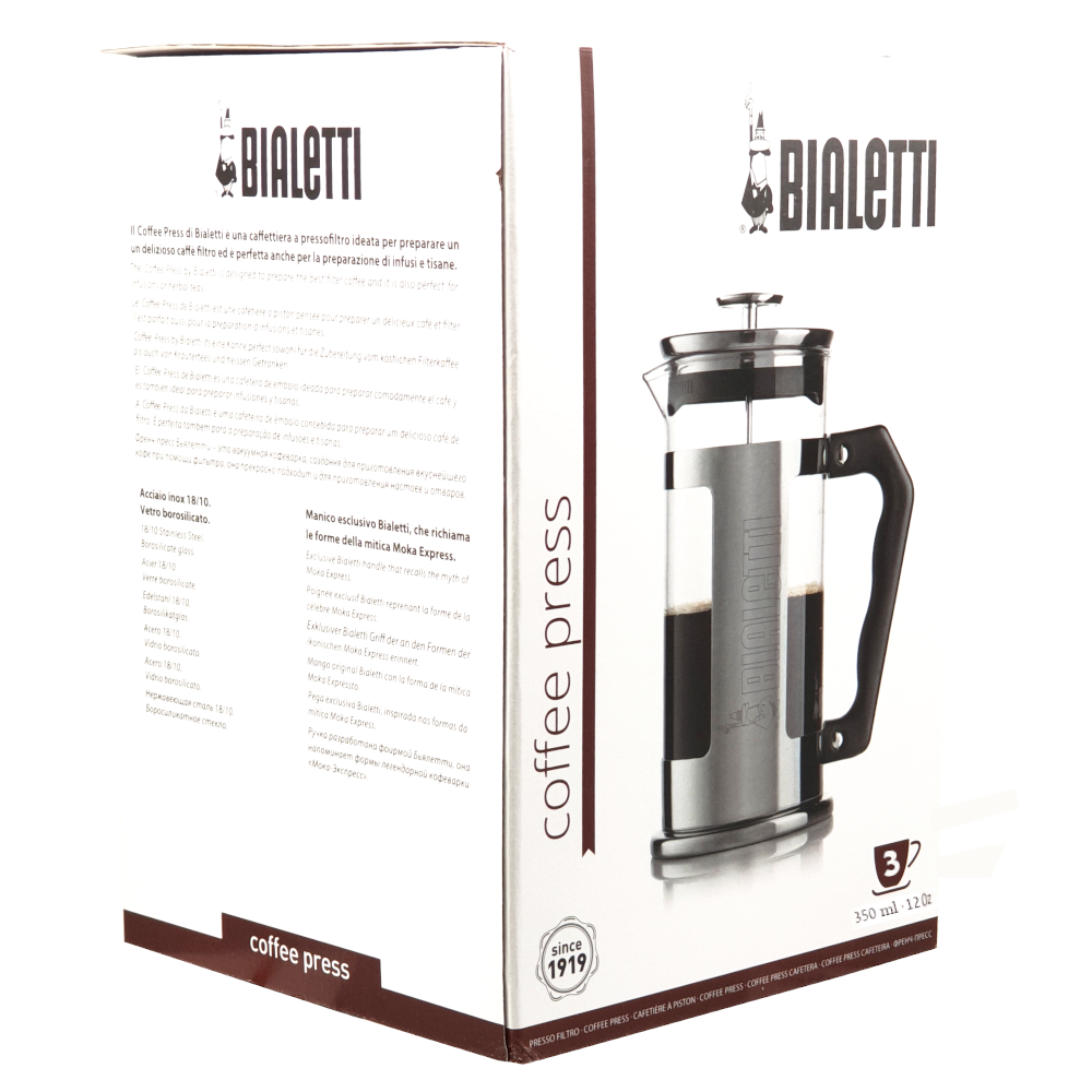 Кофе-пресс Bialetti на 3 чашки, фленджер из стекла и нержавеющей стали