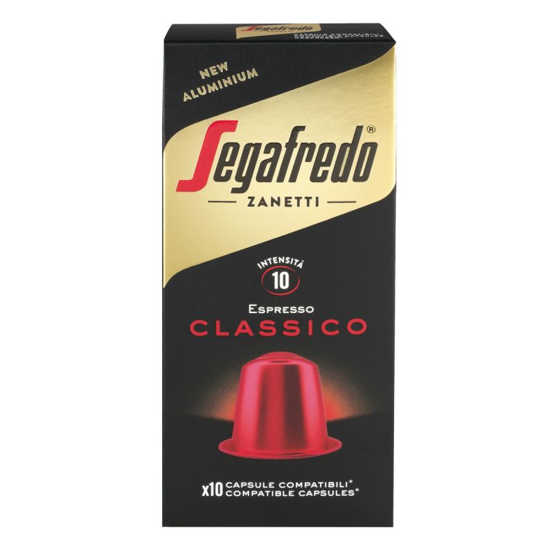 10 קפסולות אלומיניום Segafredo Classico תואמות נספרסו