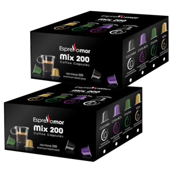 Коробка из 400 капсул Nespresso Mix, совместимых с EspressoMor.