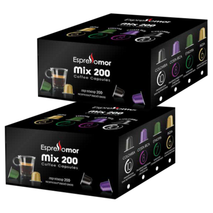 Коробка из 400 капсул Nespresso Mix, совместимых с EspressoMor.