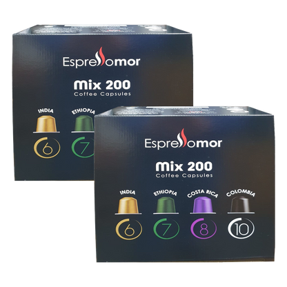 Коробка из 400 капсул Nespresso Mix, совместимых с EspressoMor.